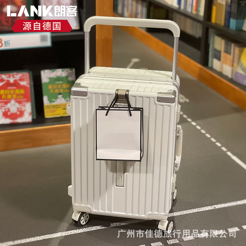 Langke 20-inch middle wide trolley luggage multi-functional women's 2024 New White boarding luggage trolley case