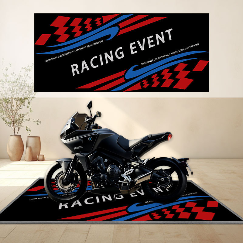 New motorcycle show floor mat, dirt-resistant, wear-resistant, easy to maintain, crystal velvet parking protection mat, cross-border hot-selling product