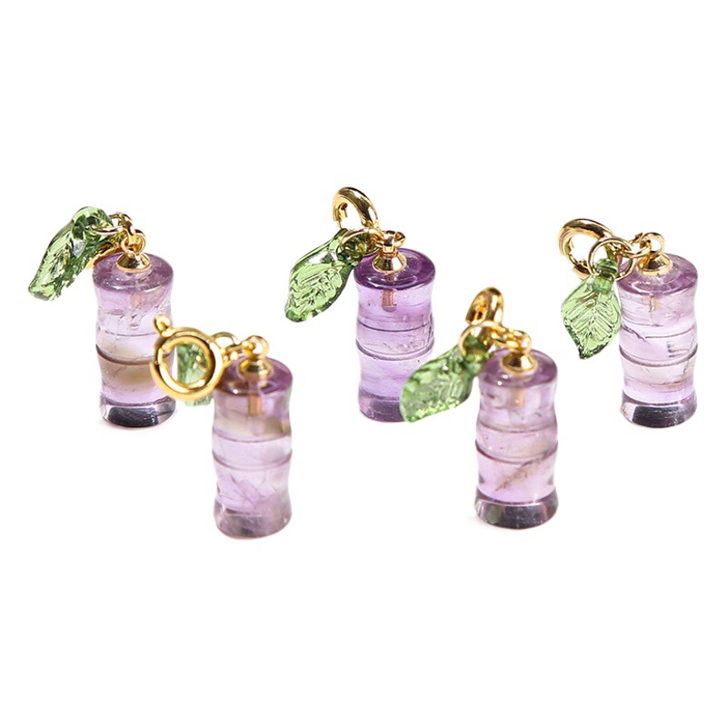 Jingde jewelry natural amethyst small drip bamboo gourd cat claw pendant diy bracelet jewelry accessories wholesale