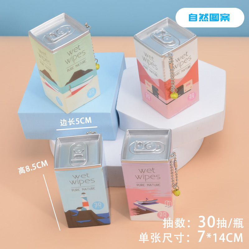 かわいい方の缶のアイデアのミニウェットティッシュ30は携帯して使い捨ての清潔なウェットティッシュのペンダントを持って卸売りします。|undefined