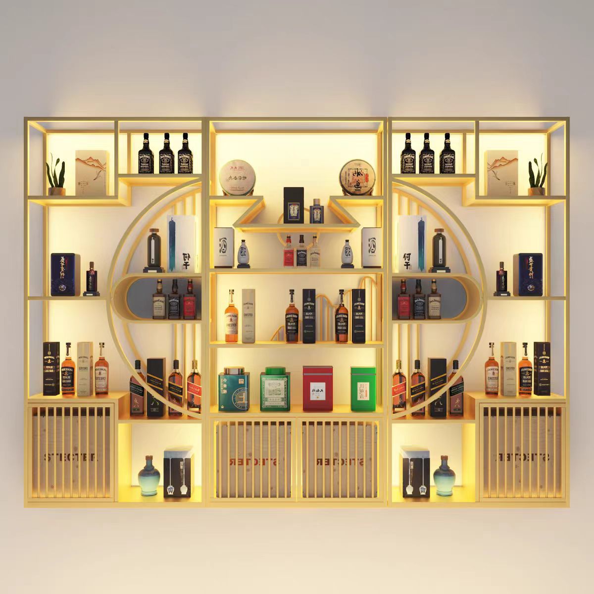 Winery Wine Cabinet Iron Wine Rack Tobacco and Wine Cabinet Display Rack Floor White Wine Display Cabinet Wall Wine Rack Commercial