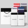 Men's small edge gradient large white box with four strips (red + dark gray + white + dark blue)