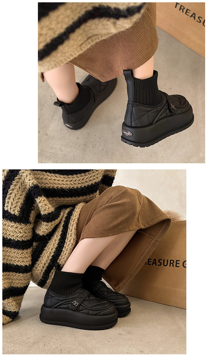 Warm Women's Velvet Ankle Boots With Thick Sole And Slip-on Style_voghion.com