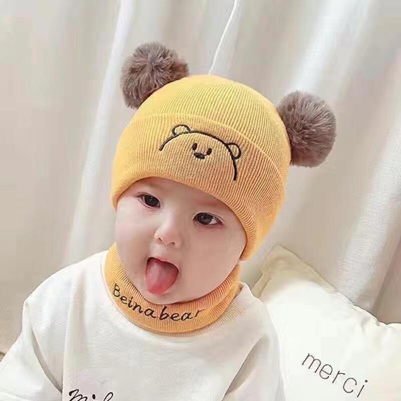 儿童双球帽冬季毛线帽儿童帽新生婴儿帽0-3-6-12个月男女宝宝帽子|undefined