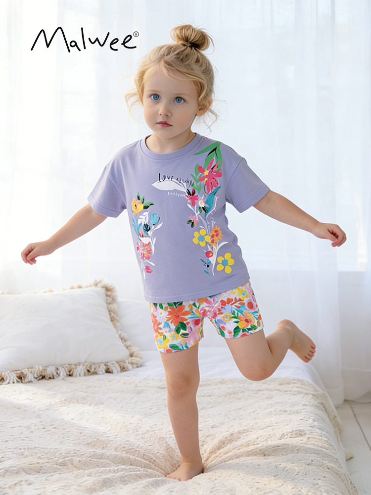 Malwee transfronterizo de verano conjunto de pantalones cortos para niños europeos y estadounidenses de dos piezas cómodos y transpirables, moda y suelta.