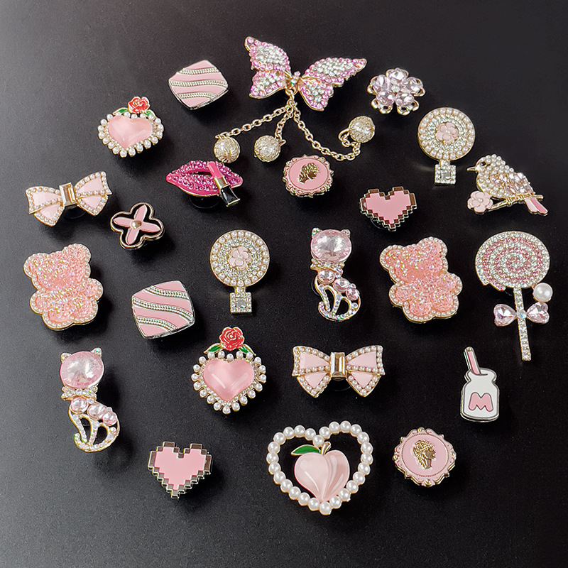 New Sweetheart Pink Clogs Accessories Shoe Flower Shoe Buckle Buckle Metal High-End Shoe Accessories Decoration Valentine's Day