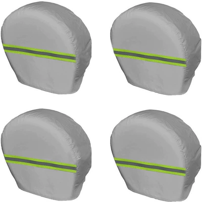 Cross-Border Waterproof Car Tire Covers, All-Season Rain and Snow Protection, Anti-Aging and Sun Protection for Rvs, 4-Piece Set of Tire Covers (Spare wheel cover) - 19-22inch-diameter-4858thickness-29cm-420d-gray-reflective-strips