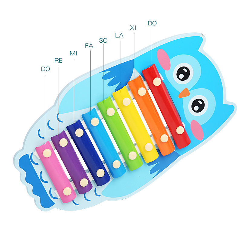 Montessori de madera de dibujos animados animal de ocho tonos de piano instrumento musical de percusión Infantil Educación Preescolar juguete educativo lote