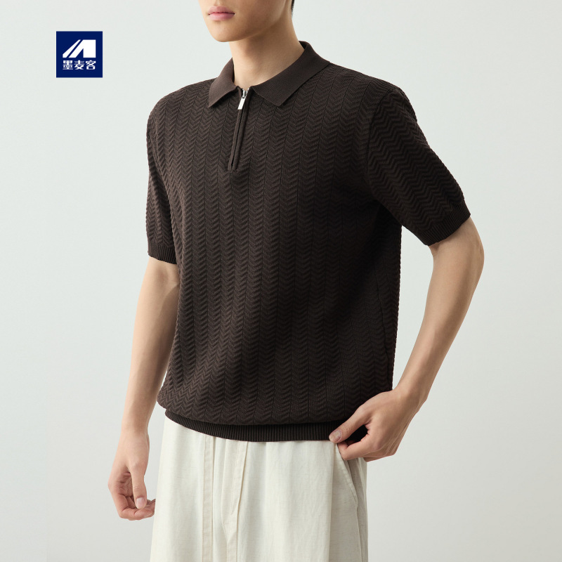 Momaik High-Tech Commuter Half-Zip Men's Polo Shirt 2026 Summer New Textured Knit Short-Sleeve Men's 75672