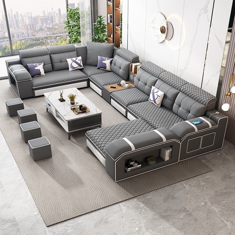 2025 New Cat Scratch Leather Technology Cloth Sofa Living Room Simple Size Multifunctional Washable Fabric Sofa