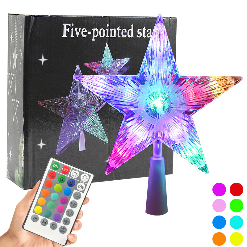Decoración navideña, estrella de techo de árbol de fantasía, estrella luminosa, mostrador de centro comercial, decoración de ventana de estrella de cinco puntas, estrella de techo