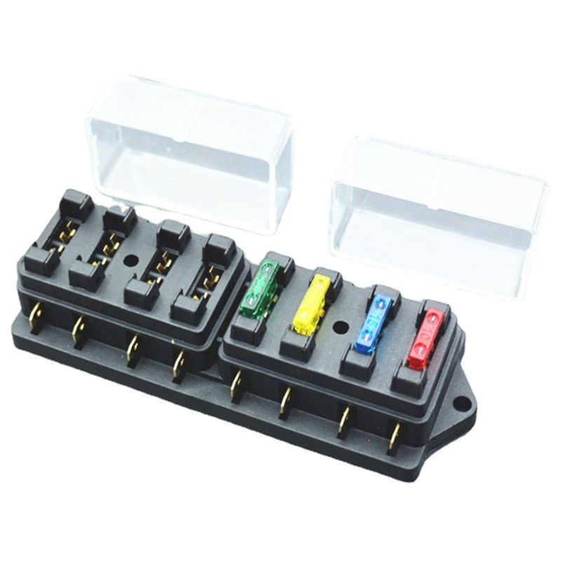 12-24V汽车船艇8路保险盒 长款端子接插式8路中型保险盒带保险丝
