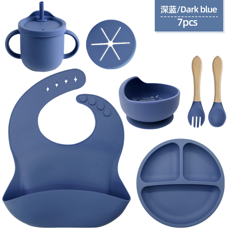 Juego de vajilla de silicona para niños a prueba de caídas