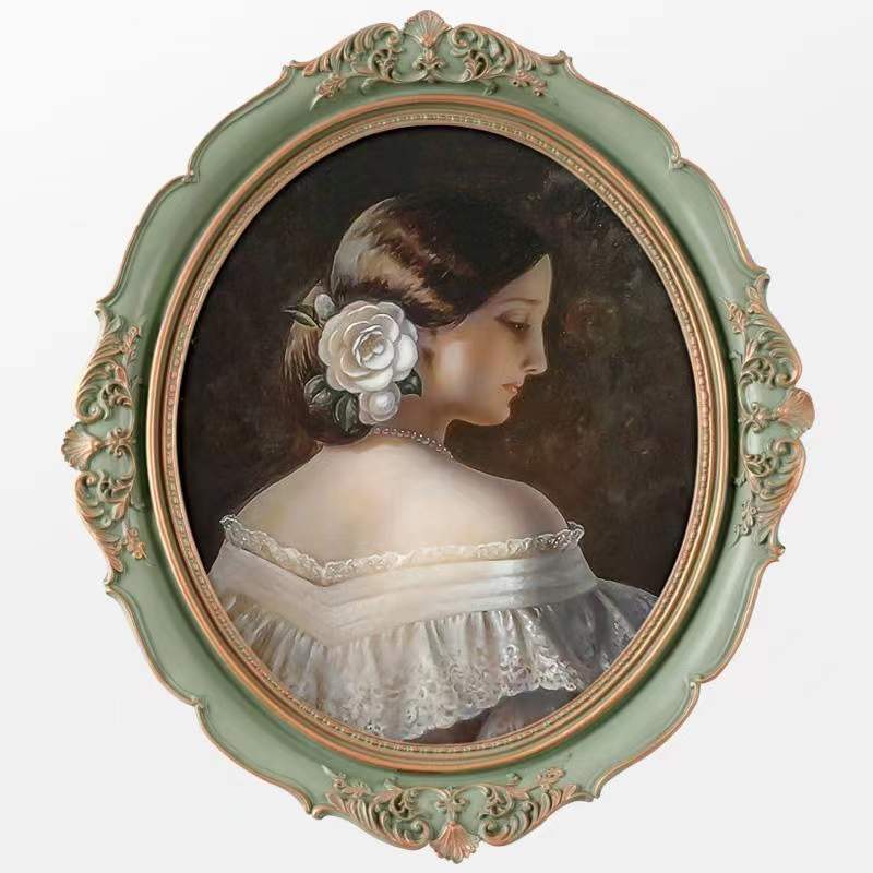 歐式復古風格雕花相框創意樹脂畫框可掛牆橢圓形相框桌面擺台