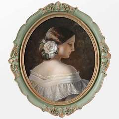 歐式復古風格雕花相框創意樹脂畫框可掛牆橢圓形相框桌面擺台