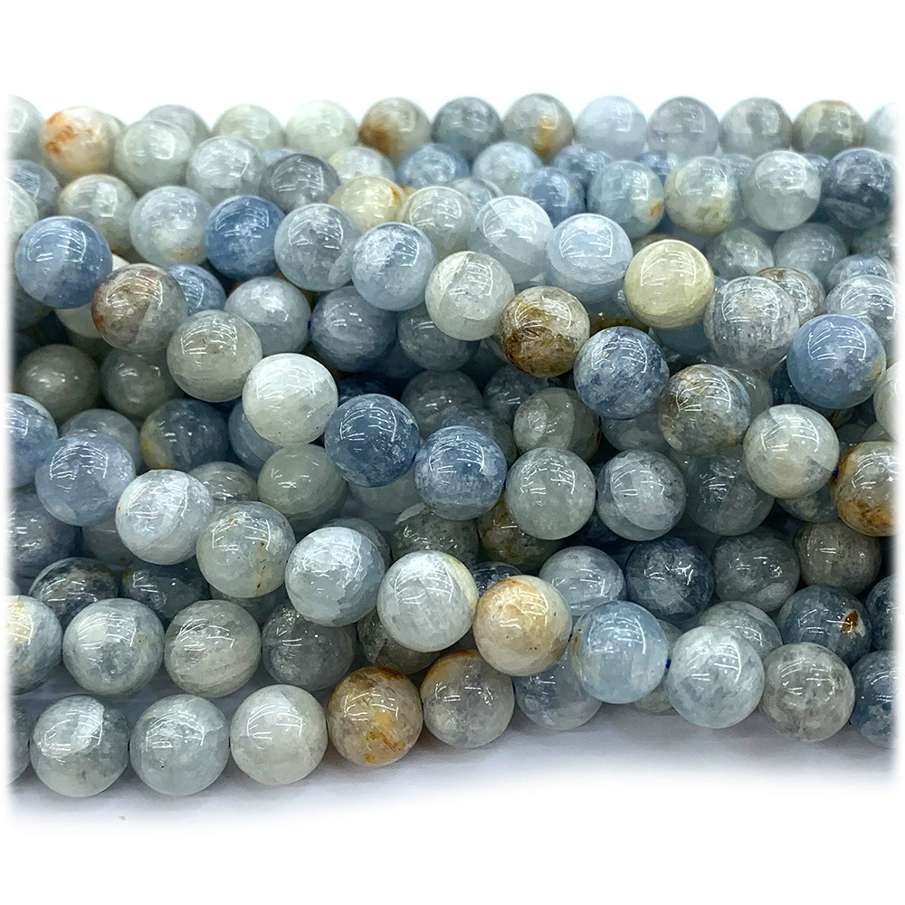 Натуральный Celestite лазоритовый круглый бус из полудрагоценных камней из бисера ювелирные аксессуары Полуфабрикаты DIY браслет
