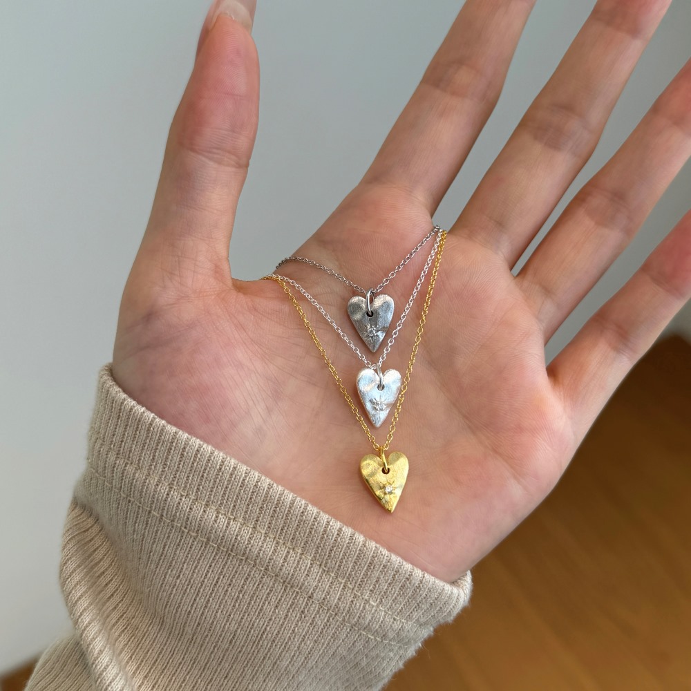 925 Sterling Silver Material 925 Sterling Silver Cable Chain Plating Heart Shape Pendant Necklace