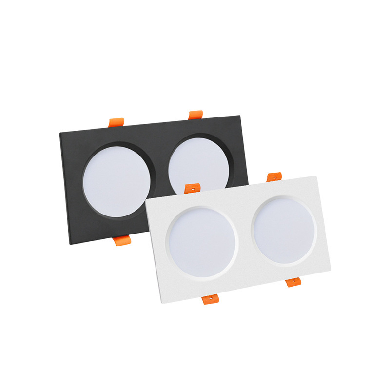 LED 더블 헤드 그릴 다운 라이트 3CM 초박형 크로스 테두리 임베디드 천장 램프 임베디드 스퀘어 버킷 램프
