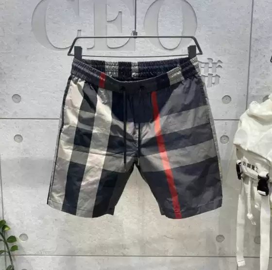 2025 New Men's Summer Casual Board Shorts Athletic Drawstring Elastic Waist Contrast Plaid Cargo Shorts