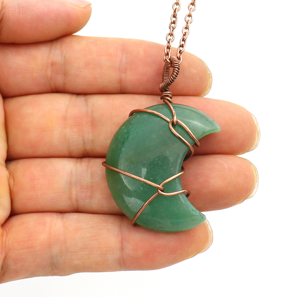 Pendant Necklace Classification Ethnic Style Moon Natural Stone Handmade Pendant Necklace 1 Piece