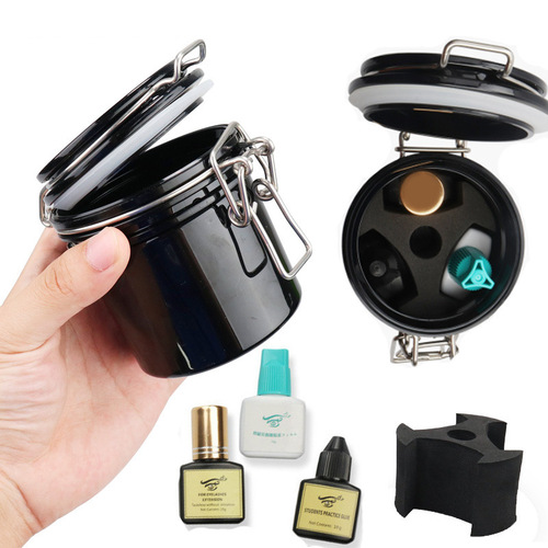 Activated charcoal eyelash glue storage tank eyelash beauty tool storage storage box grafted eyelash glue sealed storage tank