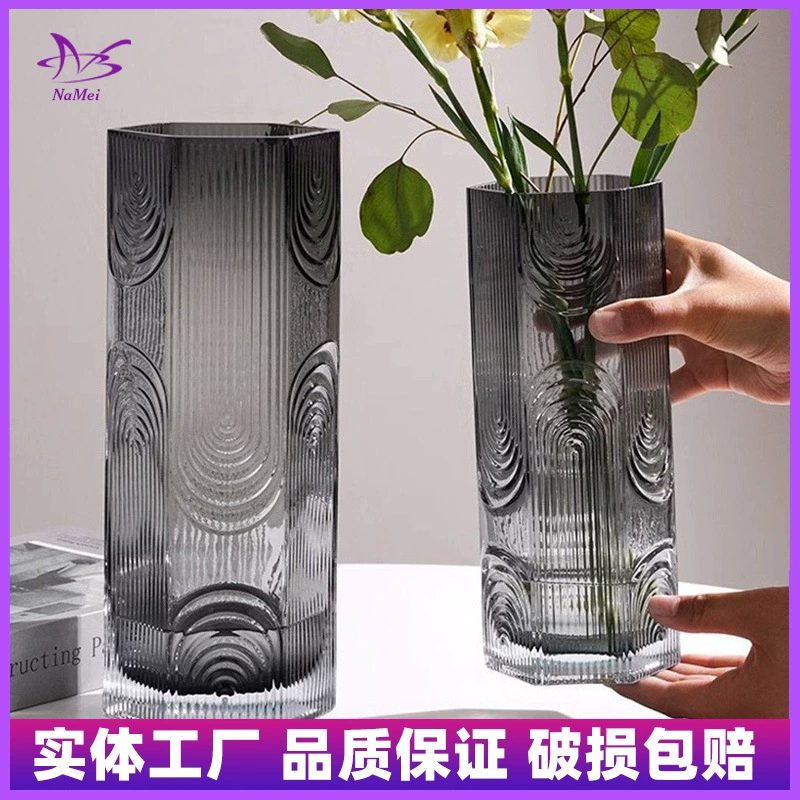 Толстая шестиугольная прямая стеклянная ваза прозрачная вода культура Лилия богатая бамбуковая Цветочная композиция высококачественные декоративные украшения