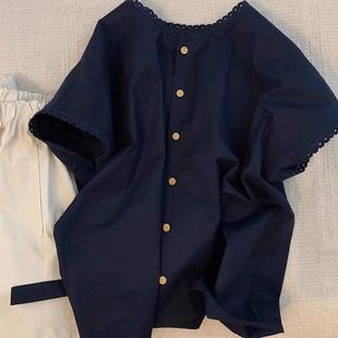 Plus Size Women's Clothing 150kg French Lace Short-Sleeved Shirt for Fat mm Summer Thin Loose High-End Lace-Up T-Shirt