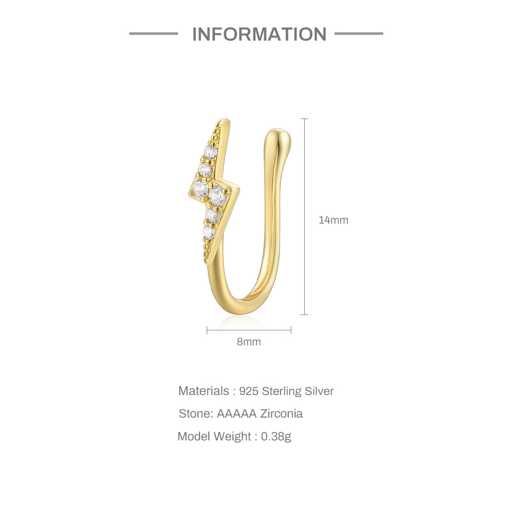 2g Weight Nose Ring Classification 1 Piece Quantity Daily, Street Occasion 925 Sterling Silver Material Star, Moon Pattern Women's Gender Plating Design Simple Style Style 1 Piece Nose Rings & Studs Simple Style Star Moon 925 Sterling Silver Plating 3