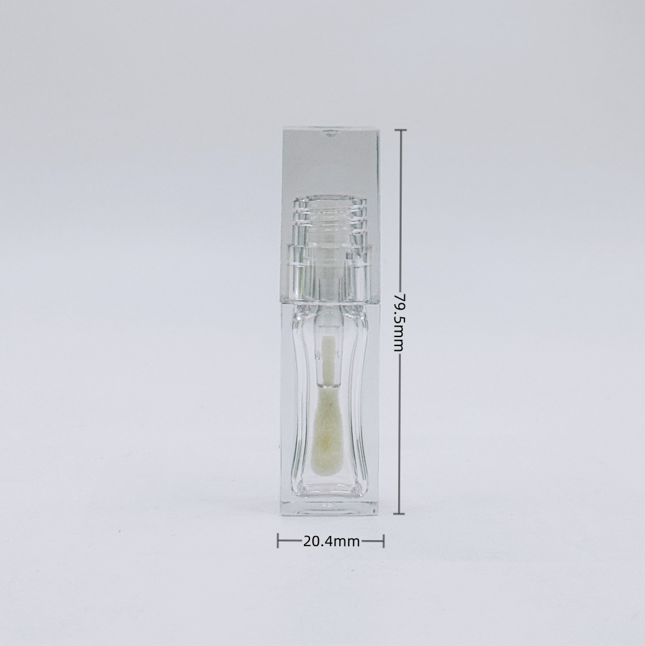 厂家直销7ml唇釉管空管方形全透明瓶大刷头唇彩空管化妆品包材