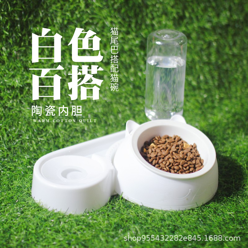 Tazón para mascotas Tazón doble de cerámica Bebida automática Tazón para comida para perros Teddy Tazón para arroz Bebida para mascotas Alimentador para perros Gato