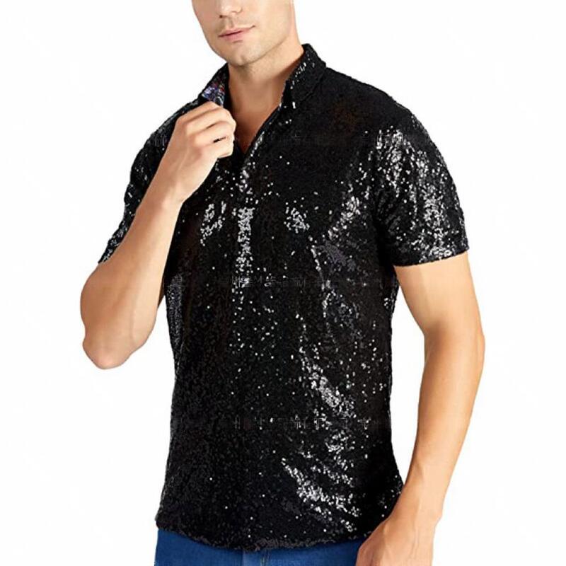 Cross-Border Men's T-Shirt Retro Disco Polo Men's Shirt 70S Carnival Clothing Burning Man T-Shirt