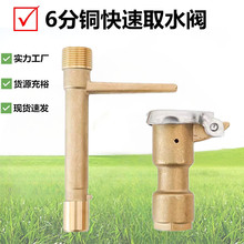 6分DN20/1寸DN25园林快速取水阀绿化地插头钥匙杆黄铜全铜取水阀
