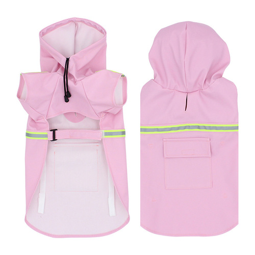 Cross-border new pet raincoat hooded big dog poncho waterproof reflective dog raincoat pet clothes wholesale