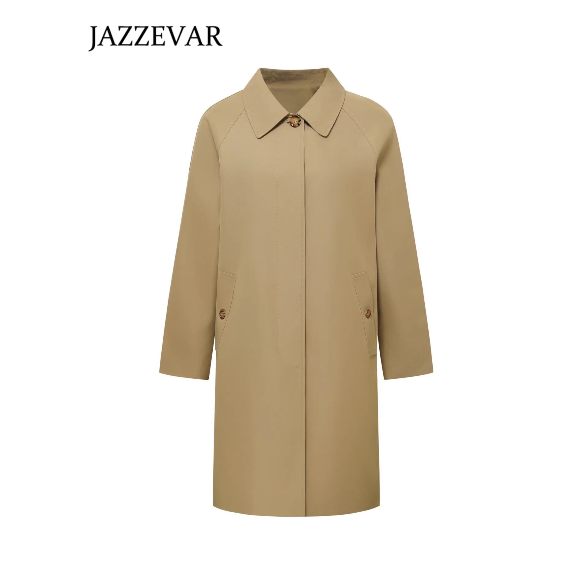 Jiazehuakaki Color Trench Coat for Women, New Style, Single-Breasted, Simple, Loose, Versatile Jacket