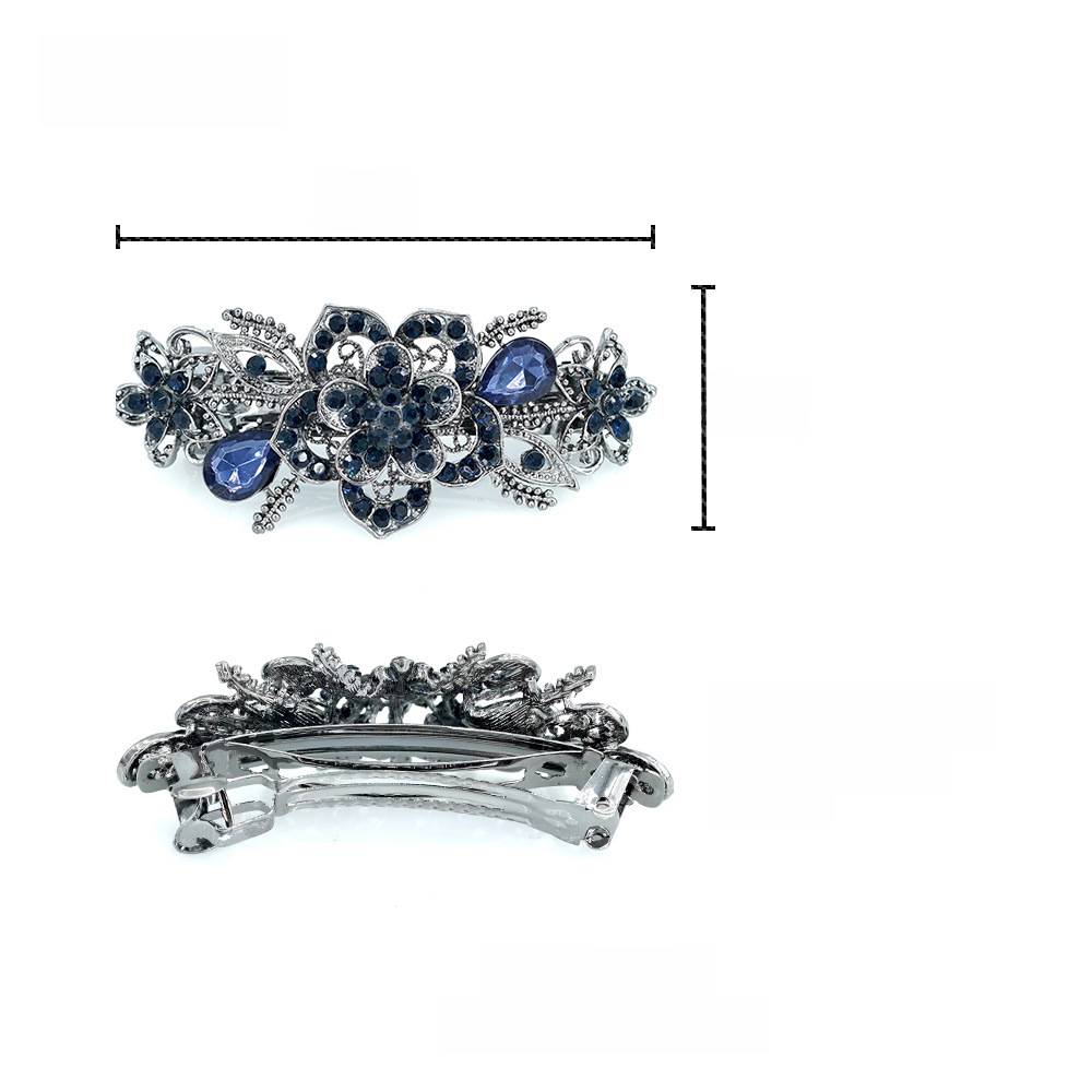 Nuovo fermaglio a molla vintage con strass per capelli da donna, accessori per capelli, copricapo nero, fermaglio per capelli con fiore, fermaglio per coda di cavallo, gioielli all'ingrosso_voghion.com