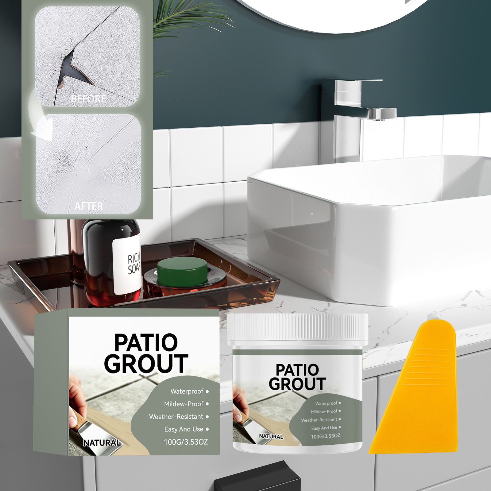 Cross-Border New Product: Tile Grout Filler (Beige) for Home Kitchen Floor Tiles, Leak-Proof Sealing and Waterproof Grouting