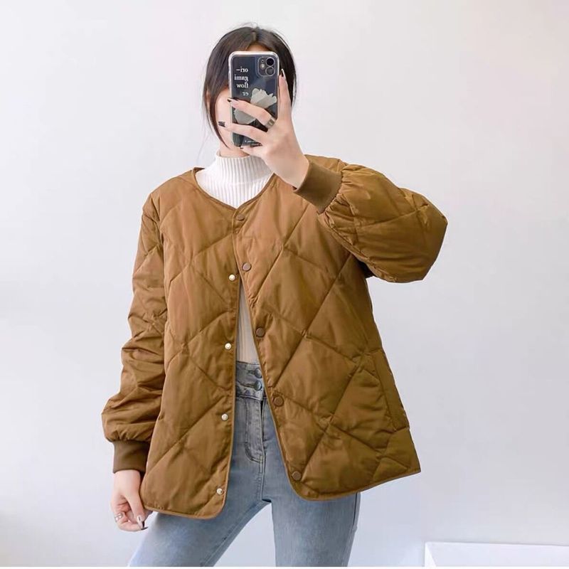 短款羽绒棉服女2025年新款秋冬季小个子轻薄百搭宽松菱格棉袄外套|undefined