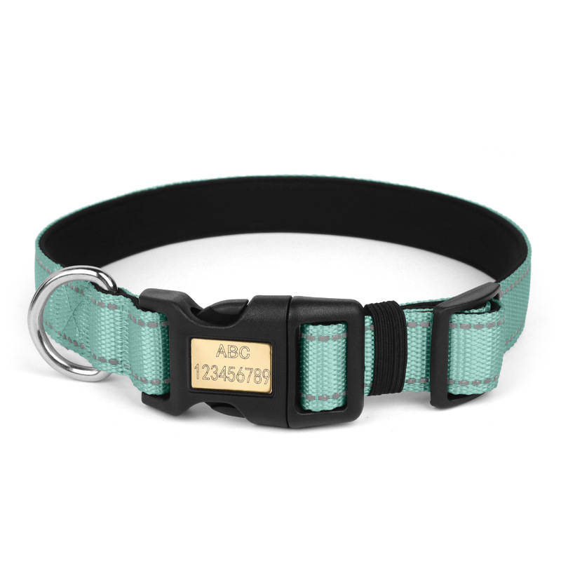 Collar de perro transfronterizo con inscripción anti-perdida de visión nocturna collar de perro reflectante para caminar con el perro collar de mascota anti-desprendimiento