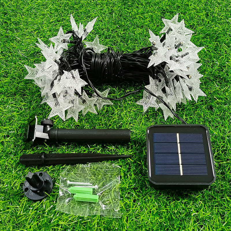 led户外太阳能球形灯串防水花园庭院装饰七彩闪灯串节日星星灯串