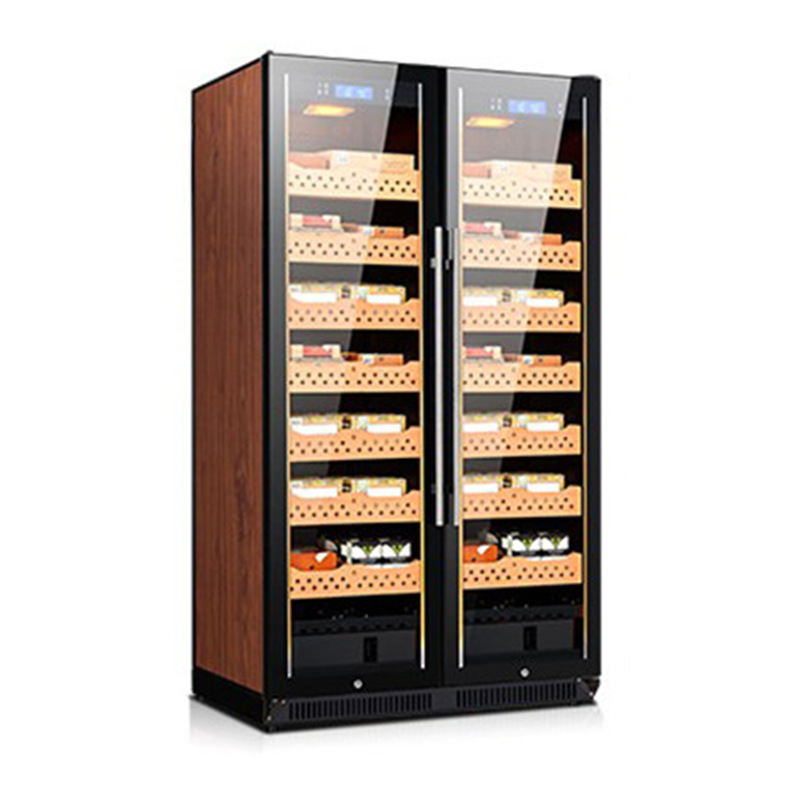 Gabinete de combinación de cigarros de vino tinto con puerta de vidrio comercial, refrigerador de tabaco desmenuzado, caja nude, vitrina de cigarros de temperatura y humedad constante
