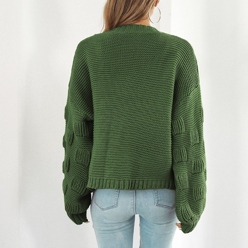 Europa y los Estados Unidos transfronterizos otoño y invierno nuevo suéter de mujer burbuja estereoscópica linterna manga suéter de punto suelto cardigan chaqueta mujer image 4