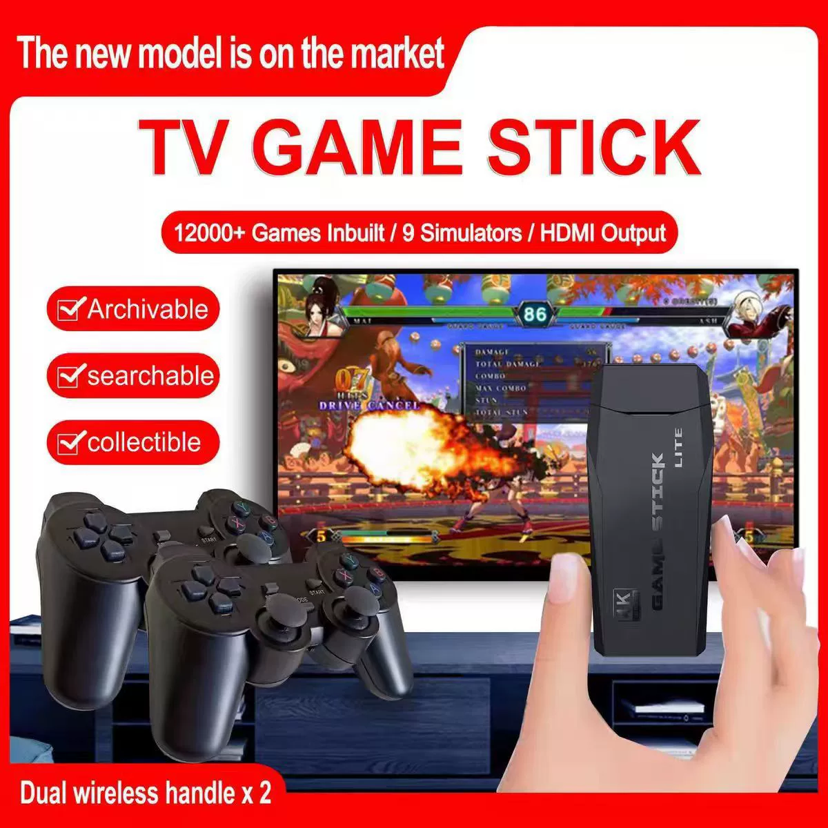 Домашняя ТВ-игровая приставка с 18 эмуляторами, HDMI HD, двухпользовательская классическая аркадная консоль M8
