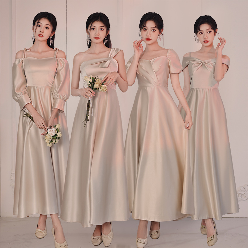 Bridesmaid Dresses 2026 New Style Sister Dresses Bridesmaid Group Gowns Long Dresses Simple Satin Niche Plus Size Spring and Summer Women's Dresses Bridesmaid Dresses 2026 New Style Sister Dresses Bridesmaid Group Gowns Long Dresses Simple Satin Niche Plus Size Spring and Summer Women's Dresses