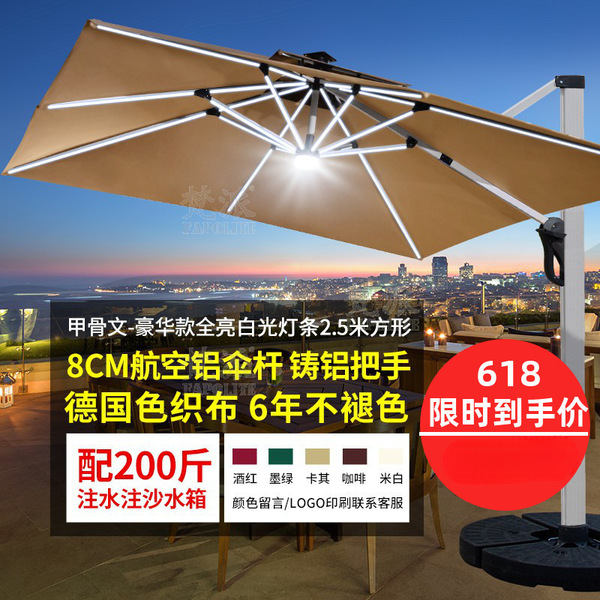 Travel umbrella with light for commercial use
