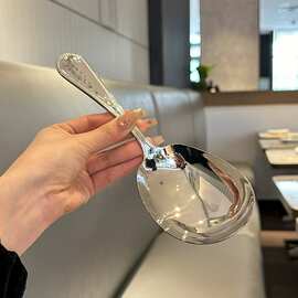 家用不锈钢公用勺子大号长柄分菜勺 酒店餐厅分更勺大公勺分餐匙