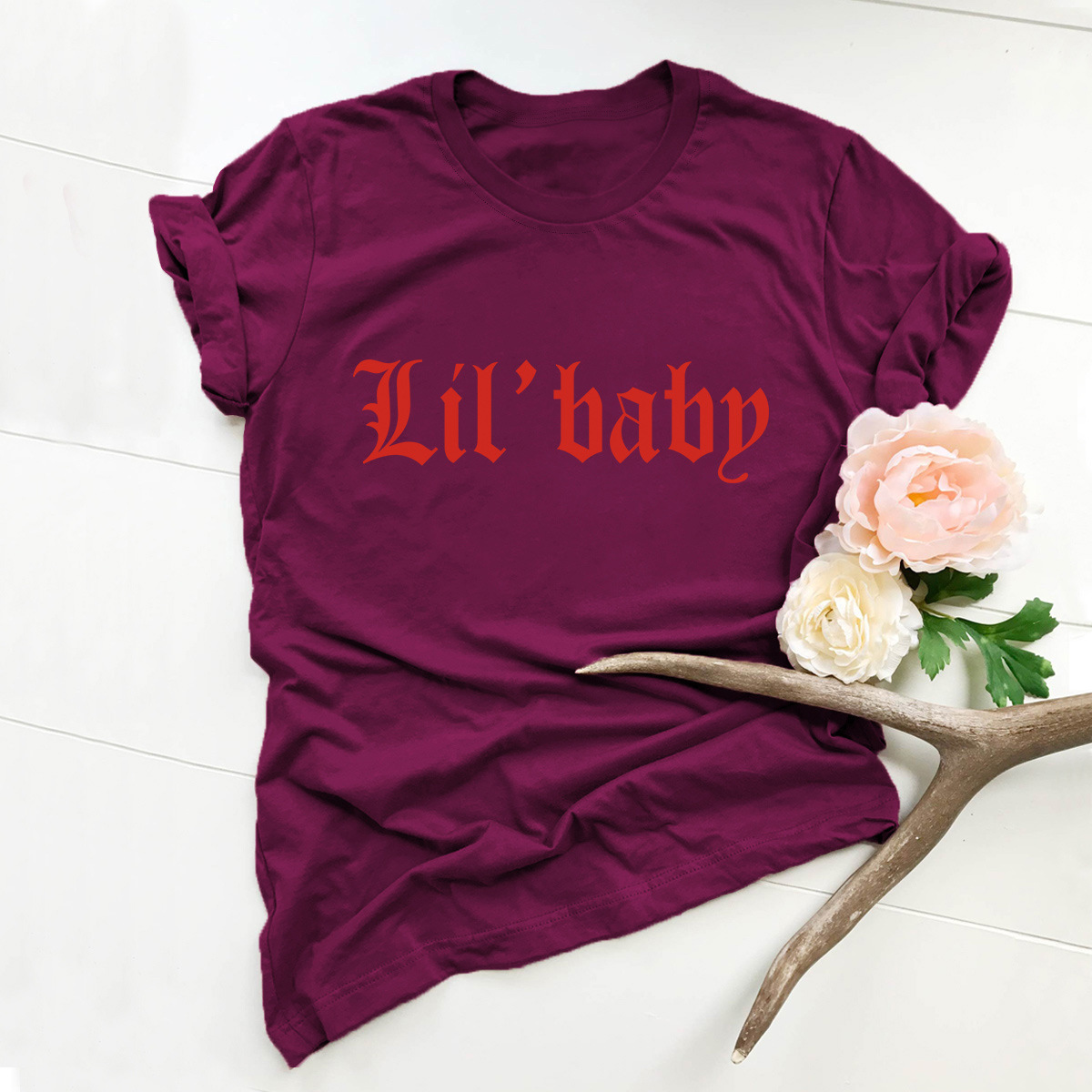 fashion round neck alphabet print T-shirt  NSSN36581