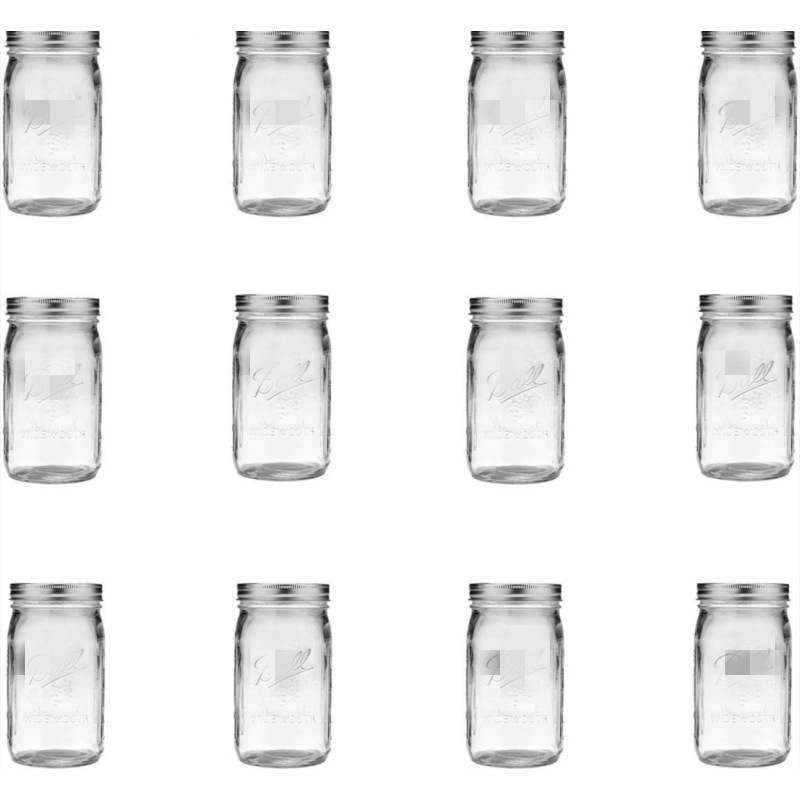 梅森玻璃瓶蔬菜沙拉密封罐冷萃饮瓶梅森杯储物玻璃32oz宽口梅森罐