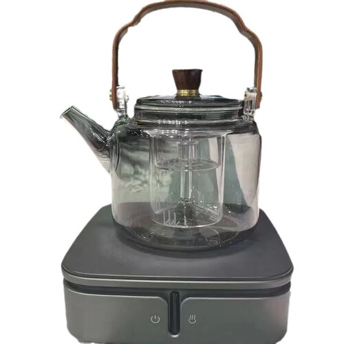 Ash material high borosilicate black walnut handle steaming integrated fourth generation handle kettle smoke gray tea making tea kettle