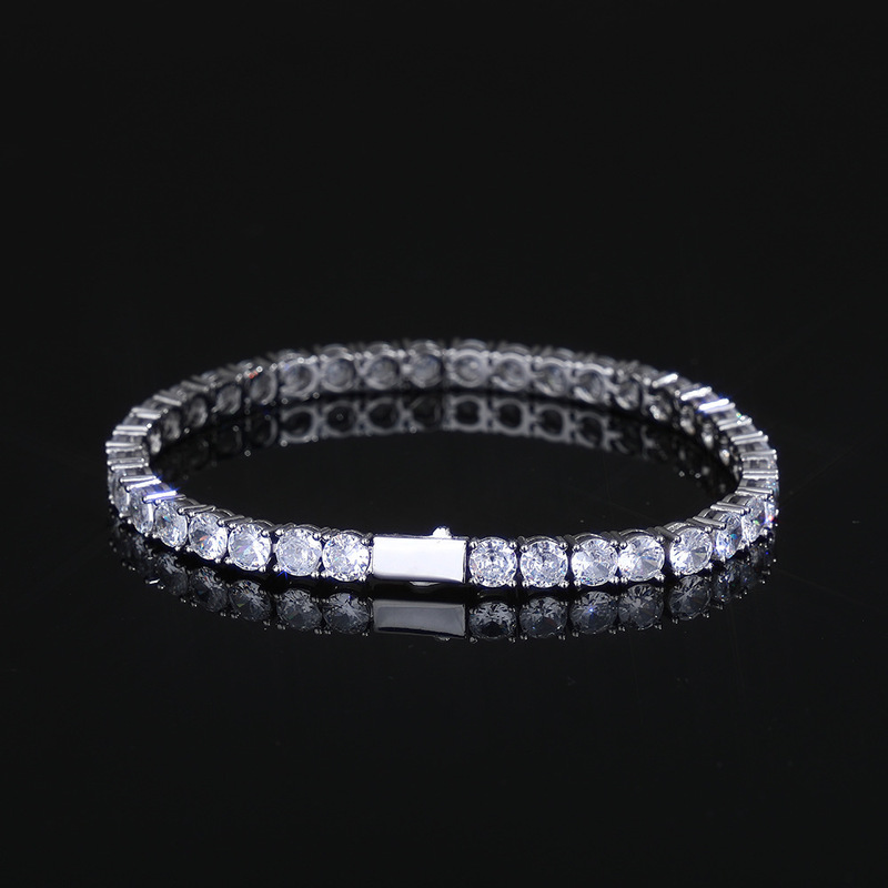 European and American Hip-Hop Cross-Border Spring Buckle Zircon Tennis Chain Men's Bracelet Light Luxury High-End Jewelry Jewelry Wholesale