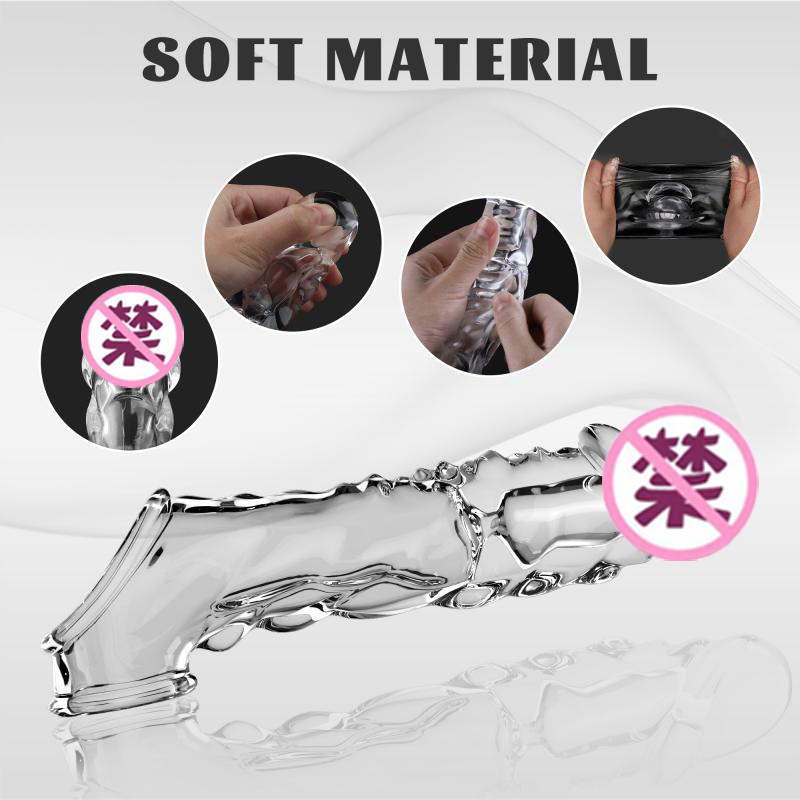 Vibrating Wolf-Tooth Delay Sleeve, Textured Lock-On Penis Extender for Couples — detail image 17